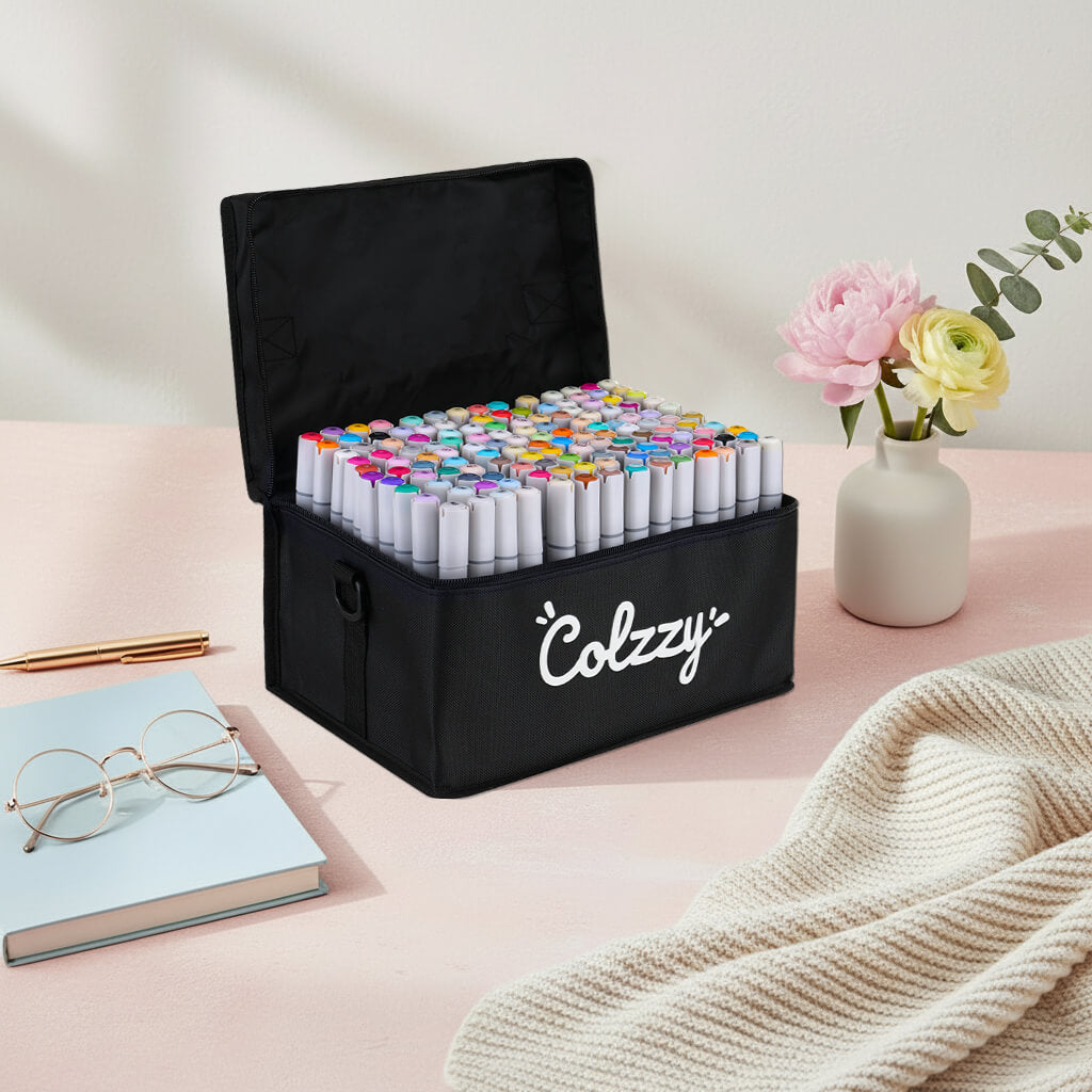 Premium markery artystyczne z tuszem alkoholowym – 128 kolorów