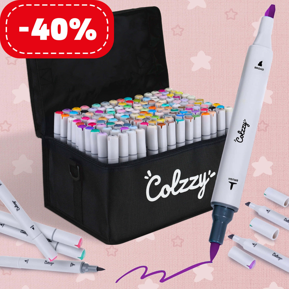 Premium markery alkoholowe – zestaw 128 kolorów